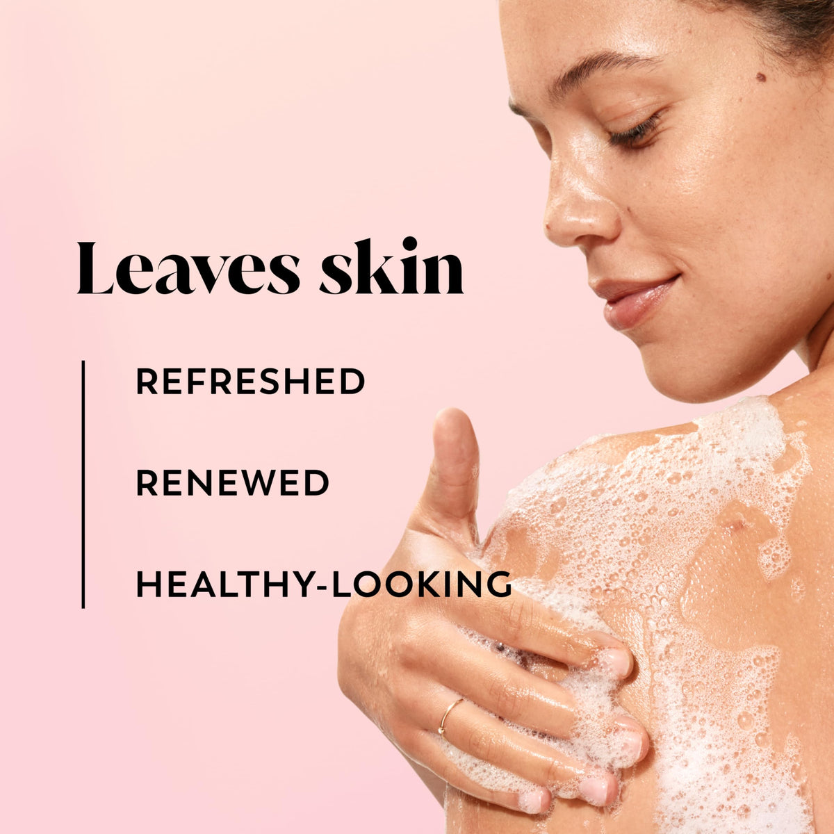 Olay Watermelon Agave lather in hand delivering rich foam for smoother skin