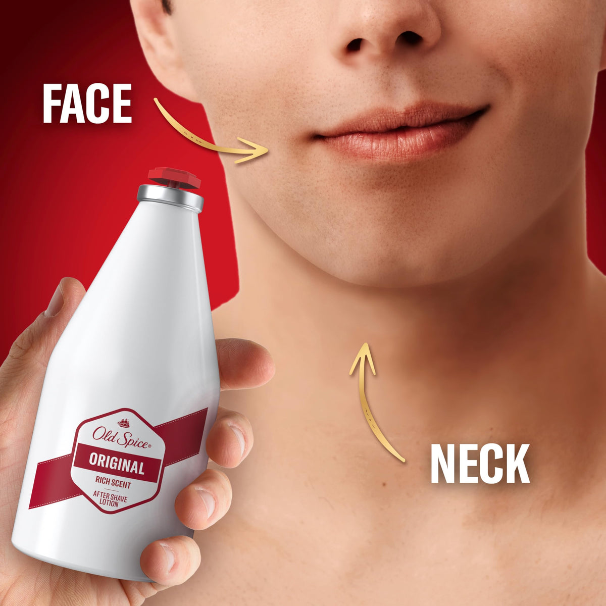 Creamy texture of Old Spice After Shave Lotion Original 100ml spreads smoothly and soothes irritation
