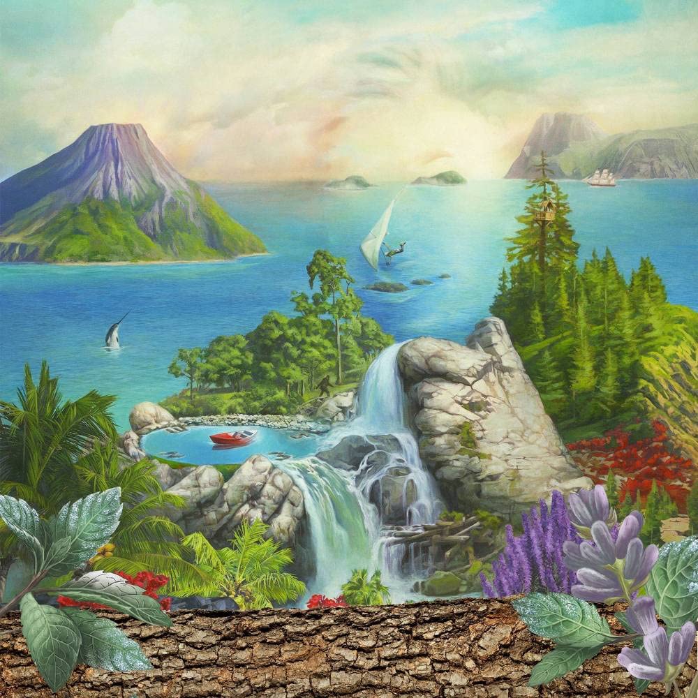 Old Spice Alpine mountain-art motif evokes rugged freshness.