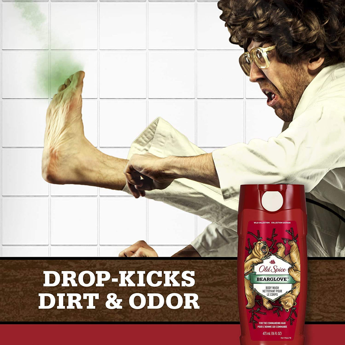 Old Spice Bearglove fragrance swatches evoke crisp apple-citrus notes.