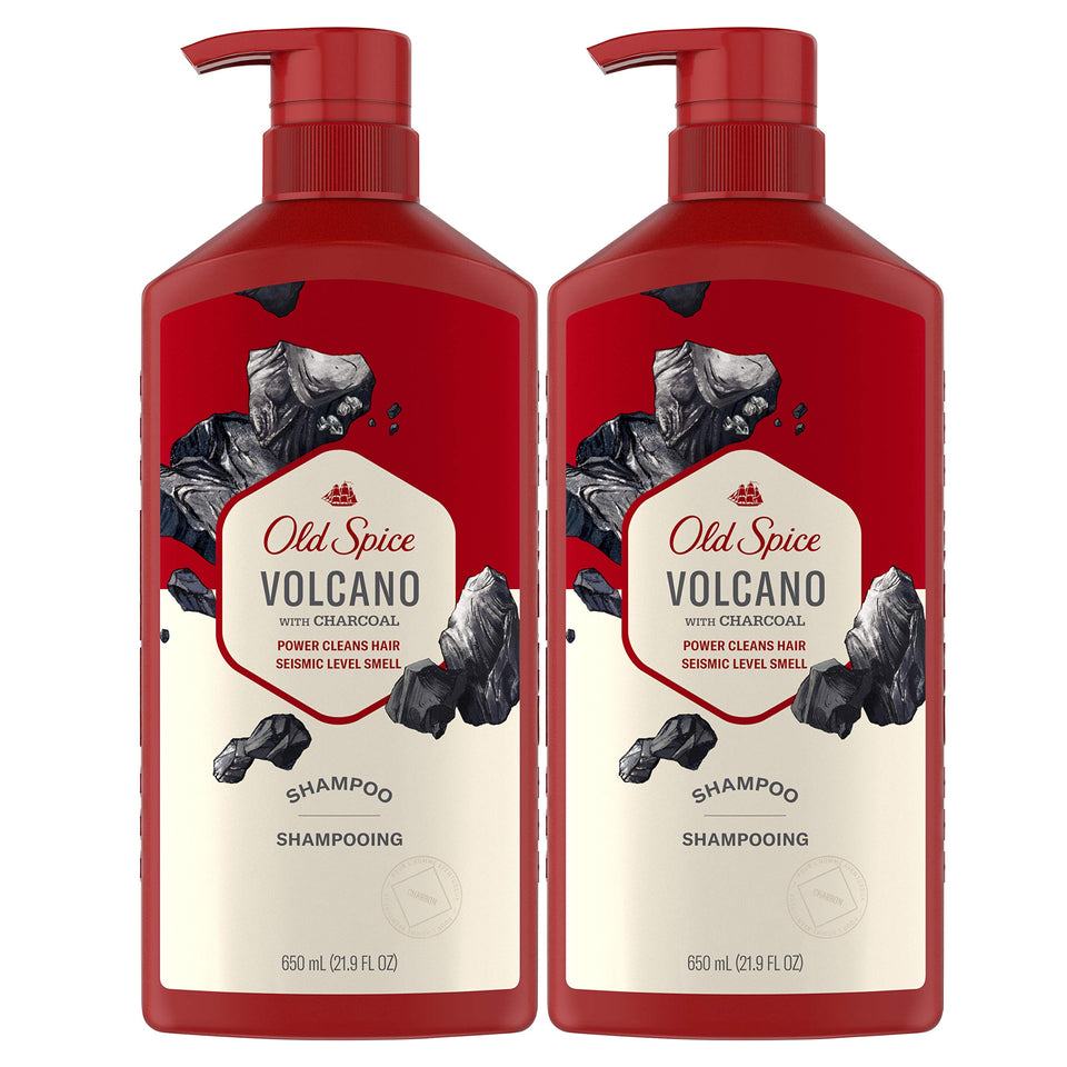 Old Spice Charcoal Shampoo bottle front shows bold design for daily refreshing cleansing.