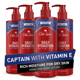 Old Spice Daily Hydration lotion bottle front shows lightweight formula for everyday moisture