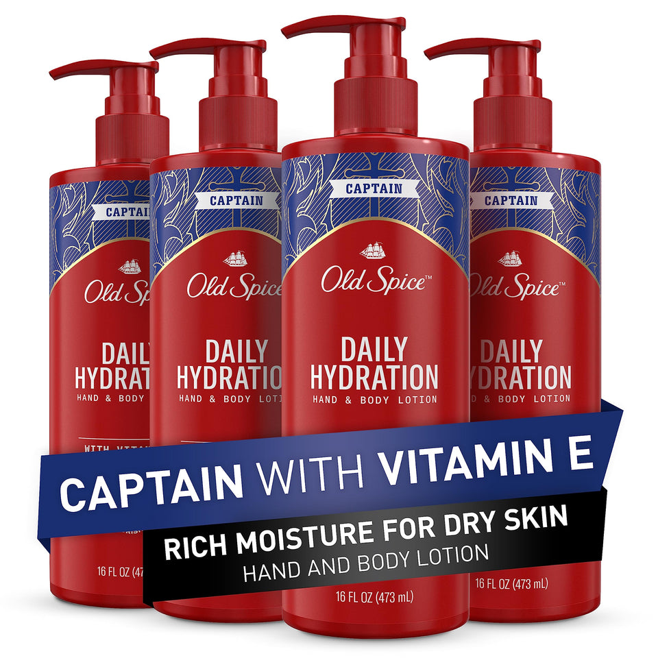 Old Spice Daily Hydration lotion bottle front shows lightweight formula for everyday moisture