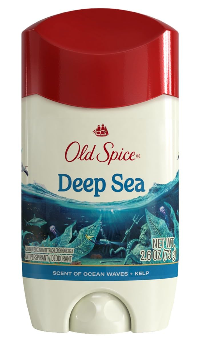 Old Spice Deep Sea Solid anti-perspirant stick, front view, for all-day freshness.