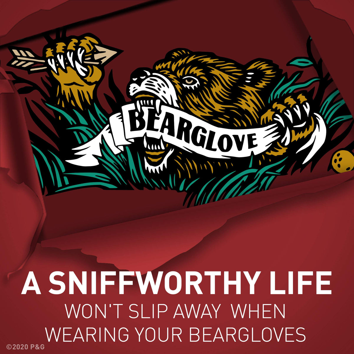 Old Spice Bearglove deodorant stick demonstrates clear application on skin.
