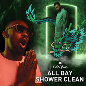 Old Spice Dragonblast 2-in-1 body and face wash in routine.