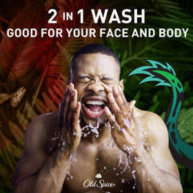 Old Spice Dragonblast sandalwood-vanilla scent highlighting long-lasting aroma.