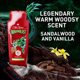Water droplets on shower scene with Dragonblast bottle.