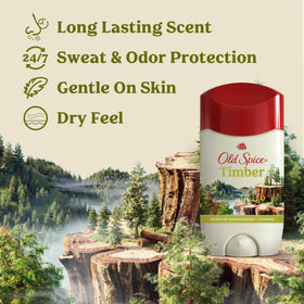 Old Spice Dry Feel bottle side view highlighting compact 2.6 oz size.