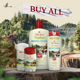 Old Spice Dry Feel on-shelf display with three units.