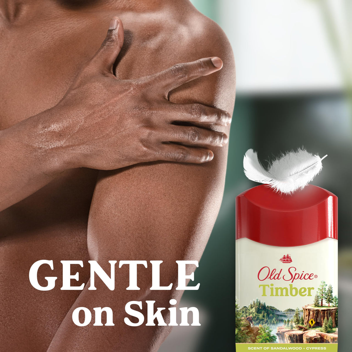 Old Spice Dry Feel timber scent with sandalwood and cypress.