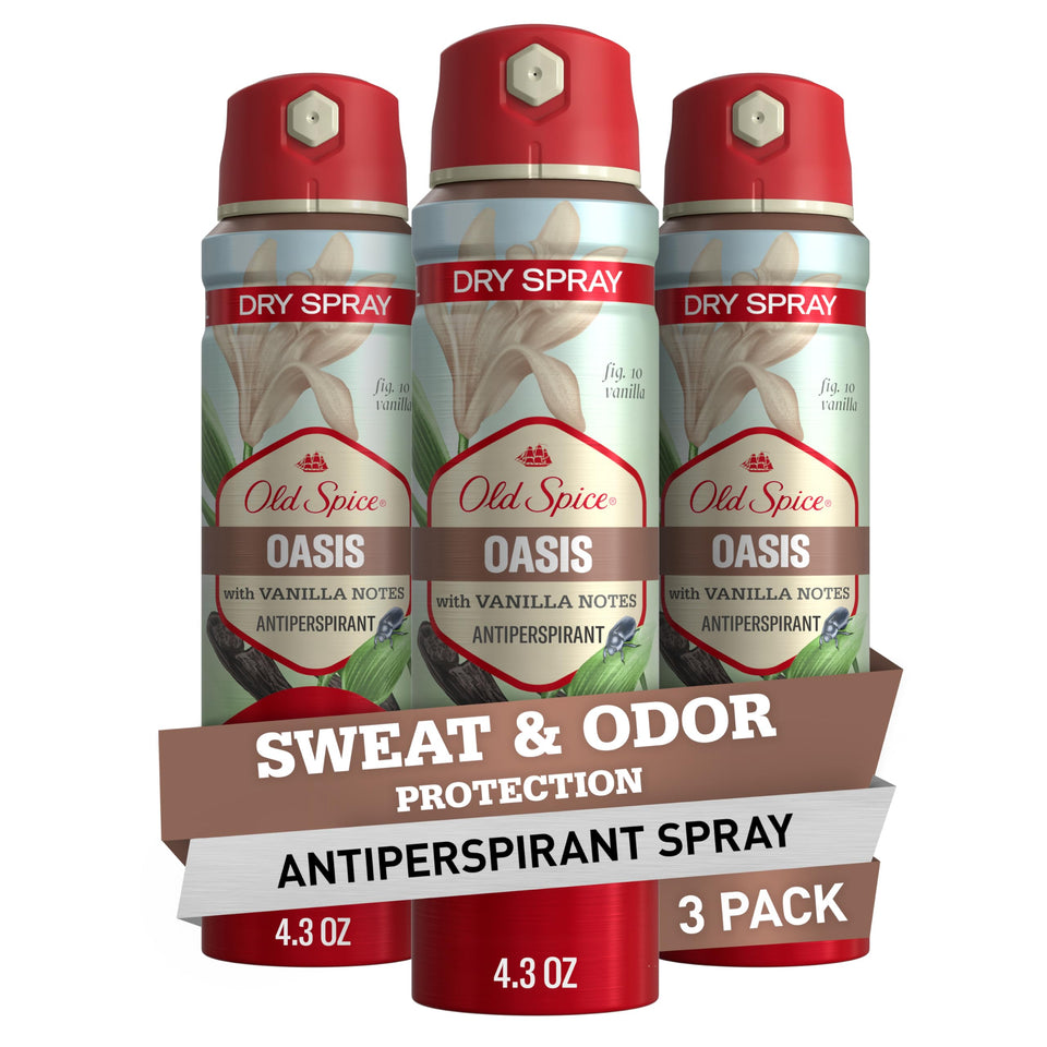 Old Spice Dry Spray 24/7 freshness bottle offering long-lasting protection for daily wear