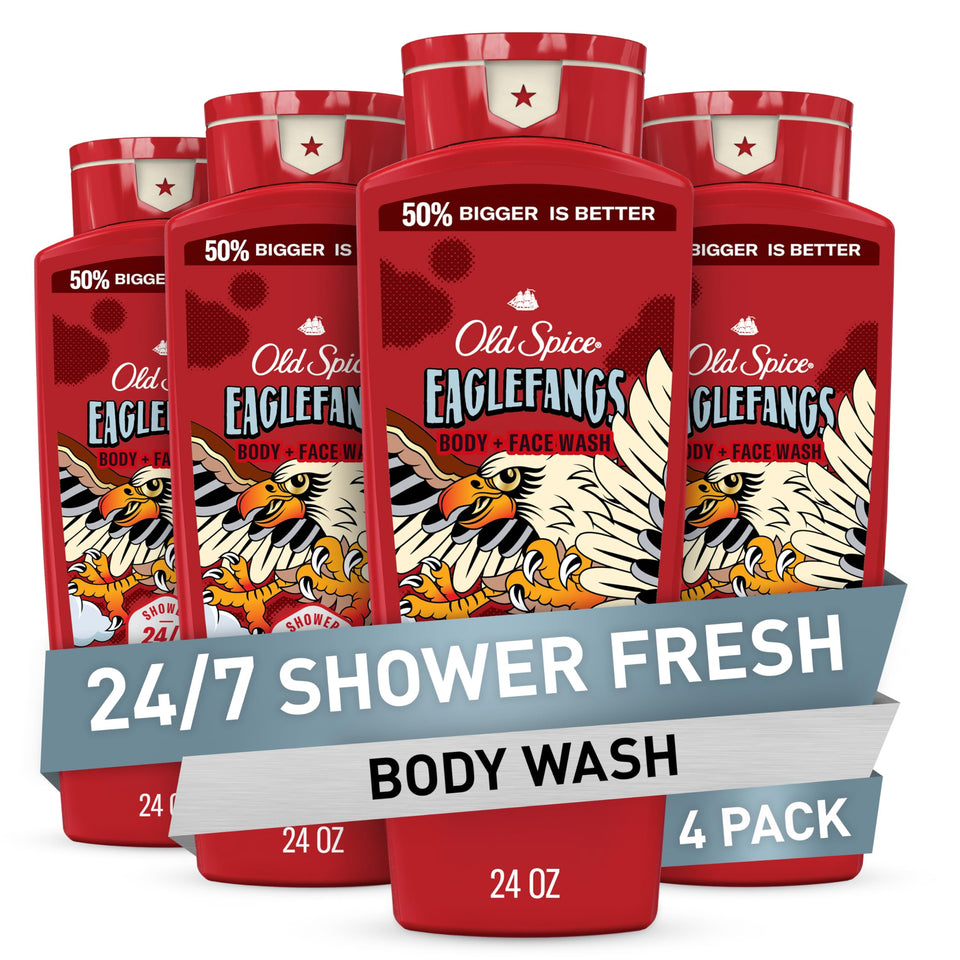 Old Spice Eaglefangs bottle front showing 3X defense for daily clean