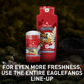 Old Spice Eaglefangs bottle splash illustrating quick rinse