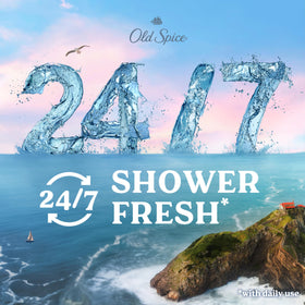 Old Spice Harbor pouring bottle captures an easy daily shower routine.