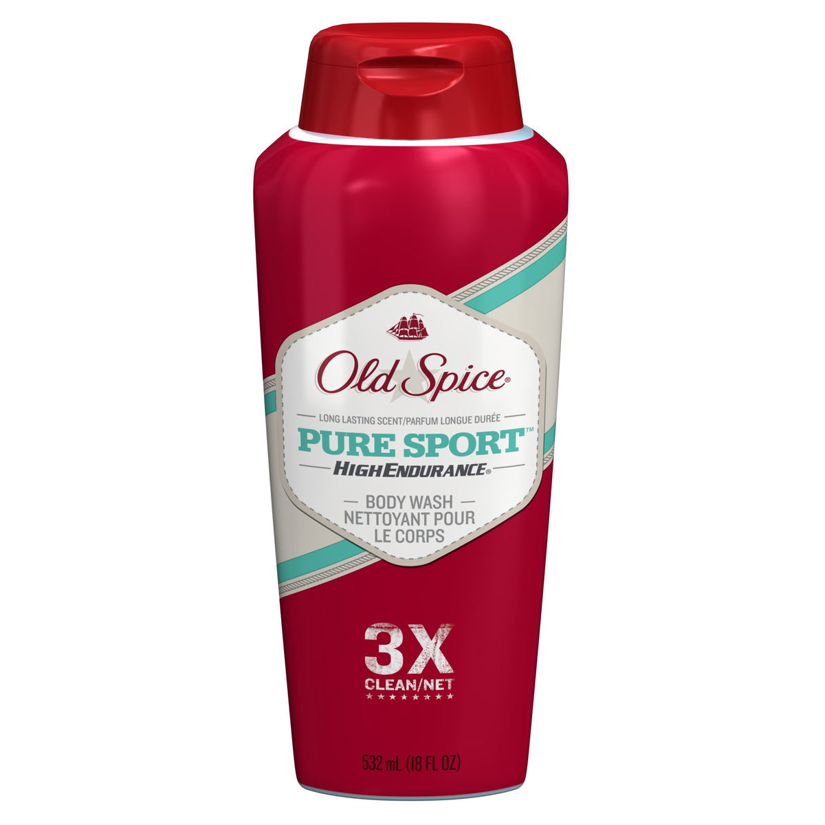 Old Spice High Endurance Pure Sport body wash 2-pack, back view showing dual-pack convenience.
