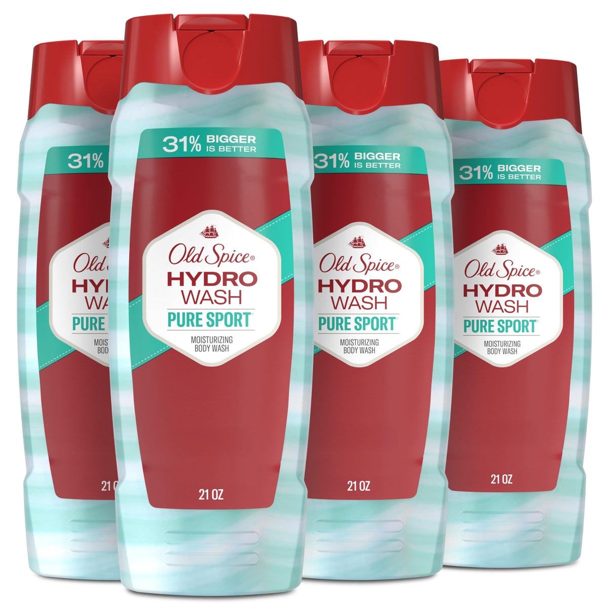 Old Spice Hydro Wash bottle front for daily hydration and lasting freshness.