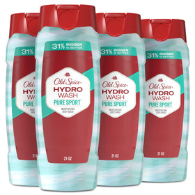 Old Spice Hydro Wash bottle front for daily hydration and lasting freshness.
