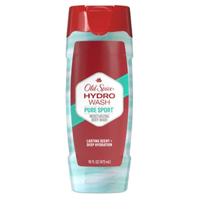 Old Spice Hydro Wash bottle with lemon-lime scent promotes a brisk morning refresh