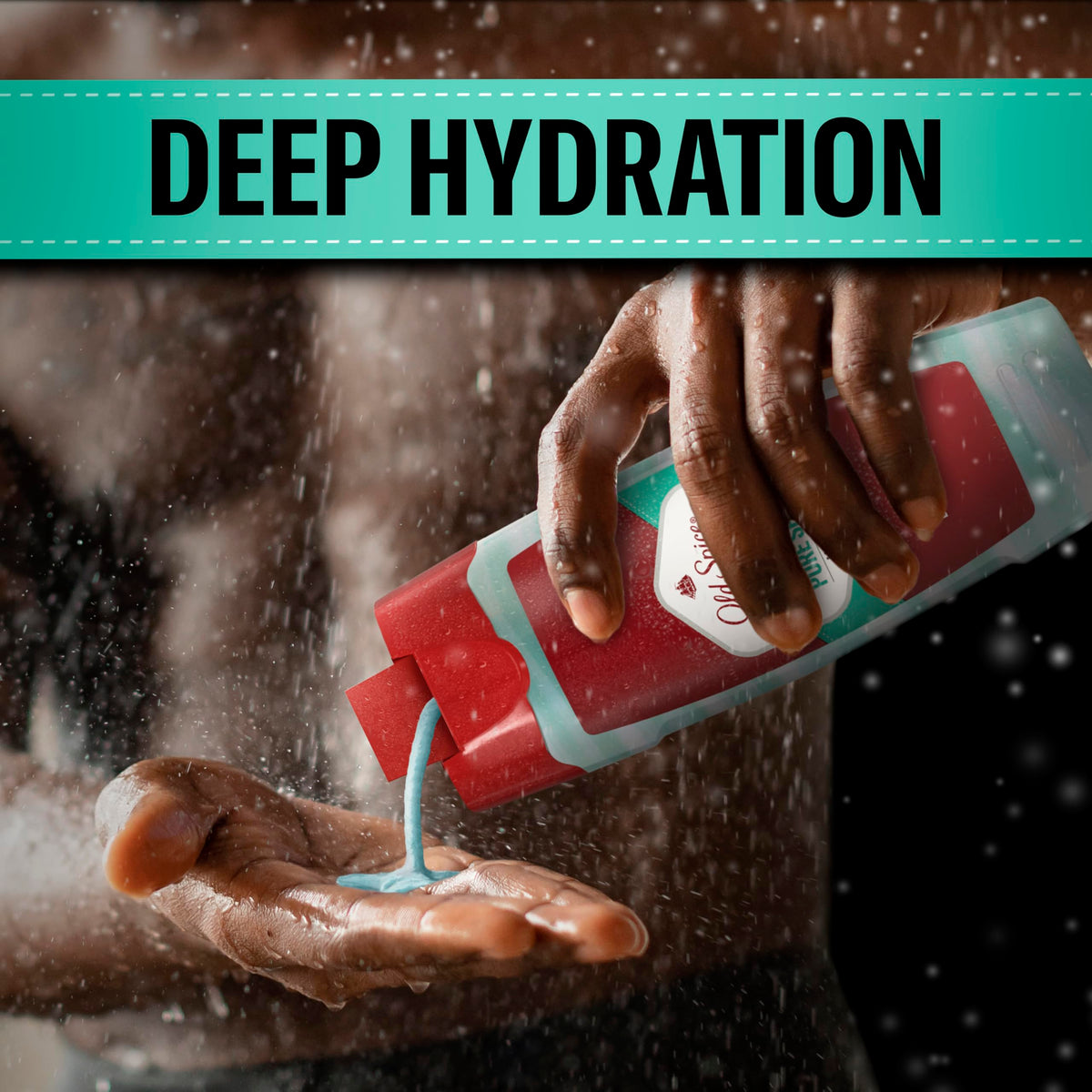 Old Spice Hydro Wash rich lather demonstrates dirt removal during shower.