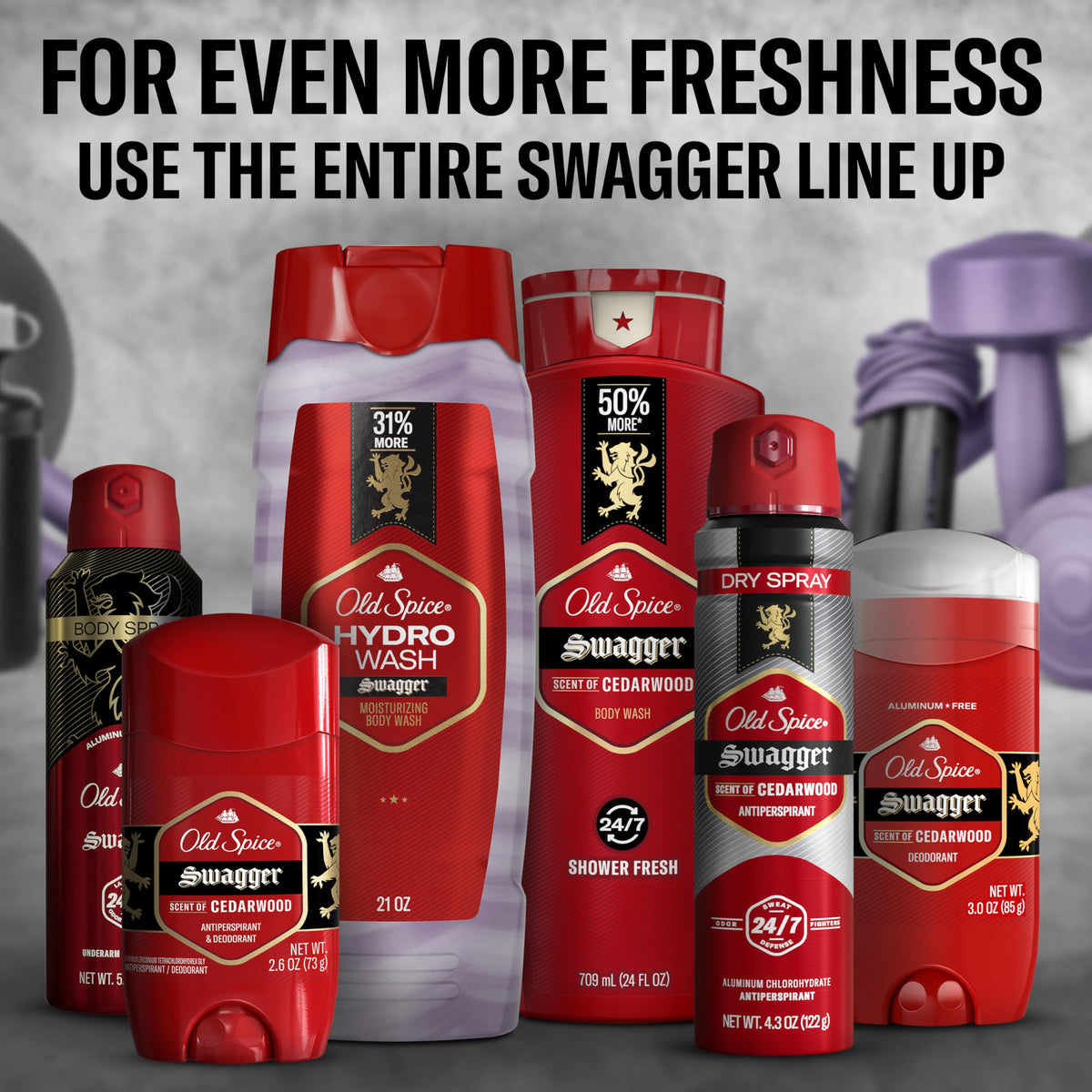 Old Spice Hydro Wash shower scene with steam and refreshing scent.
