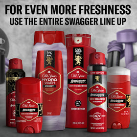 Old Spice Hydro Wash shower scene with steam and refreshing scent.