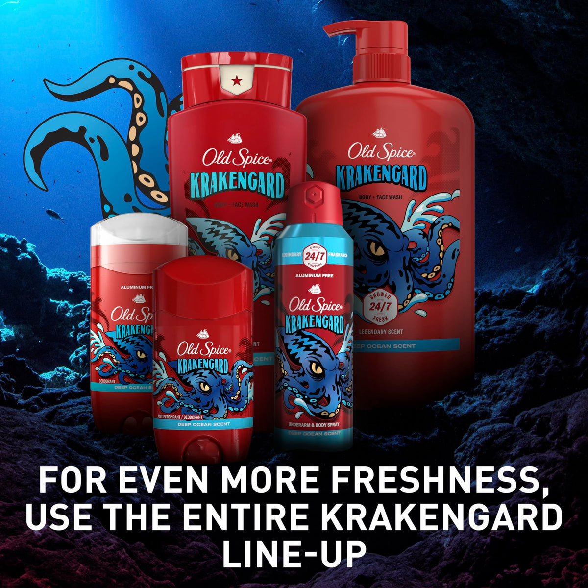 Long-lasting Krakengard fragrance note of deep ocean aroma.