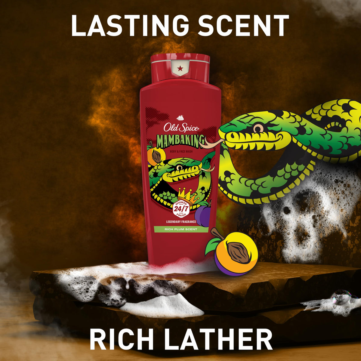 Old Spice MambaKing plum-amber notes evoke a bold scent