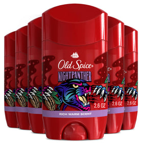 Old Spice NightPanther bottle front view showing invisible solid formula for dry, fresh confidence.