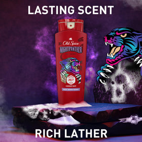 Close-up of NightPanther label with 24/7 Shower Fresh tagline.
