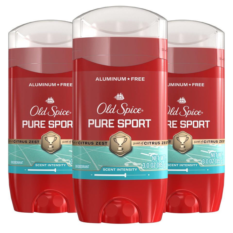 Old Spice Pure Sport deodorant bottle with citrus zest scent for long-lasting protection