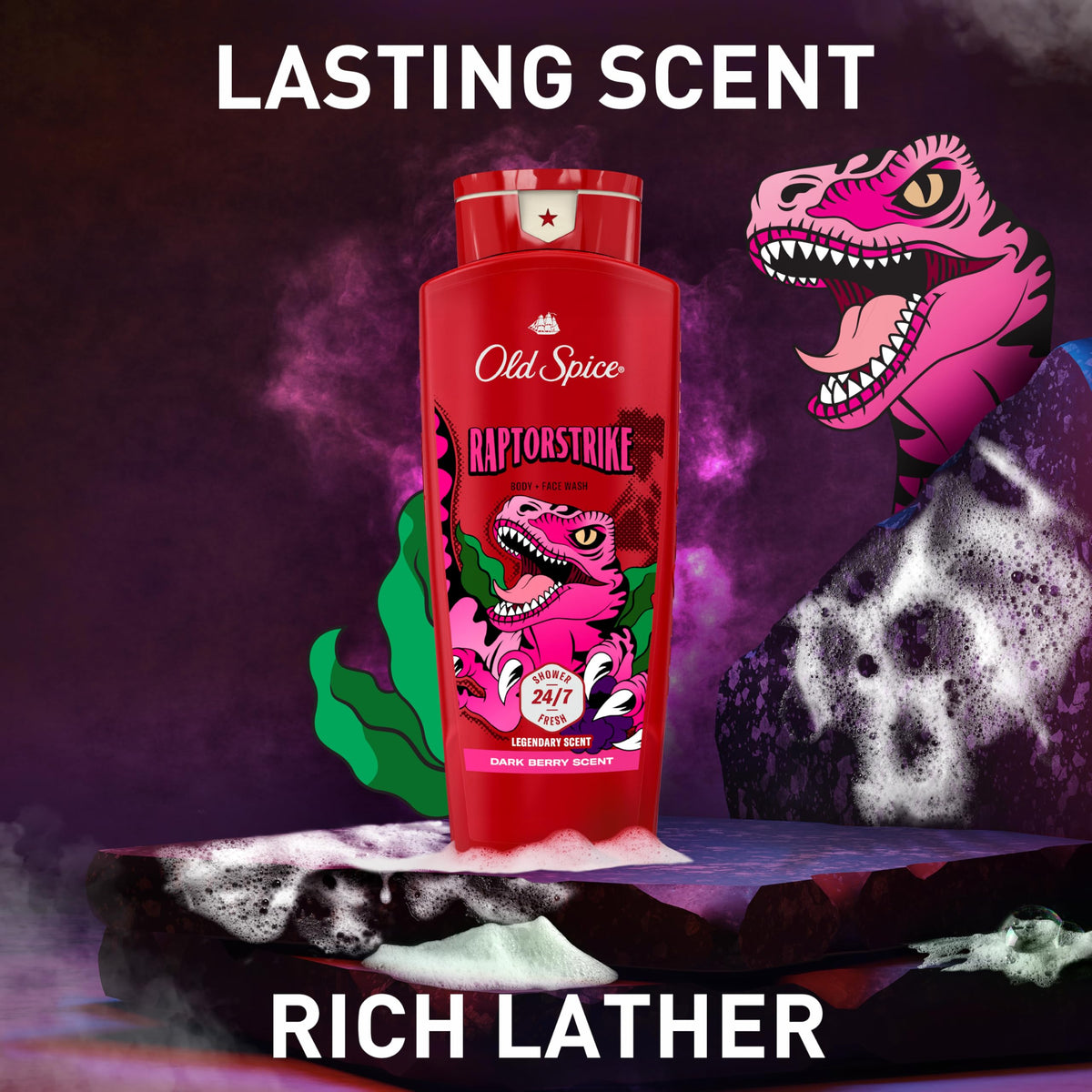 Old Spice Raptorstrike pack-of-4 box for bulk household use.