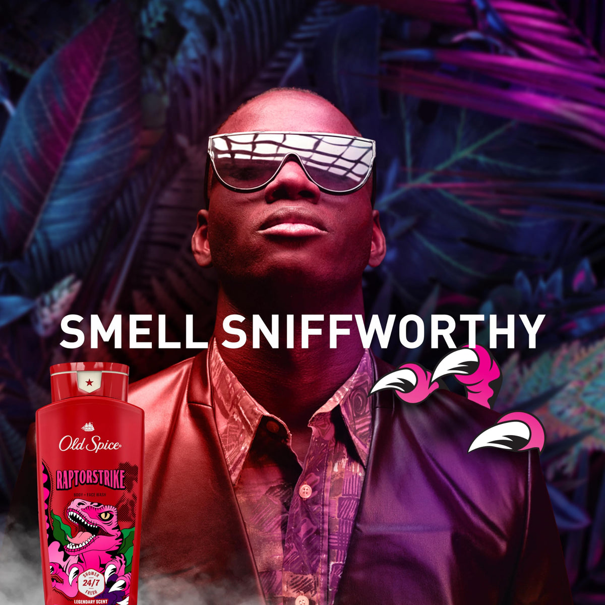 Old Spice Raptorstrike rich foam displayed during shower routine.