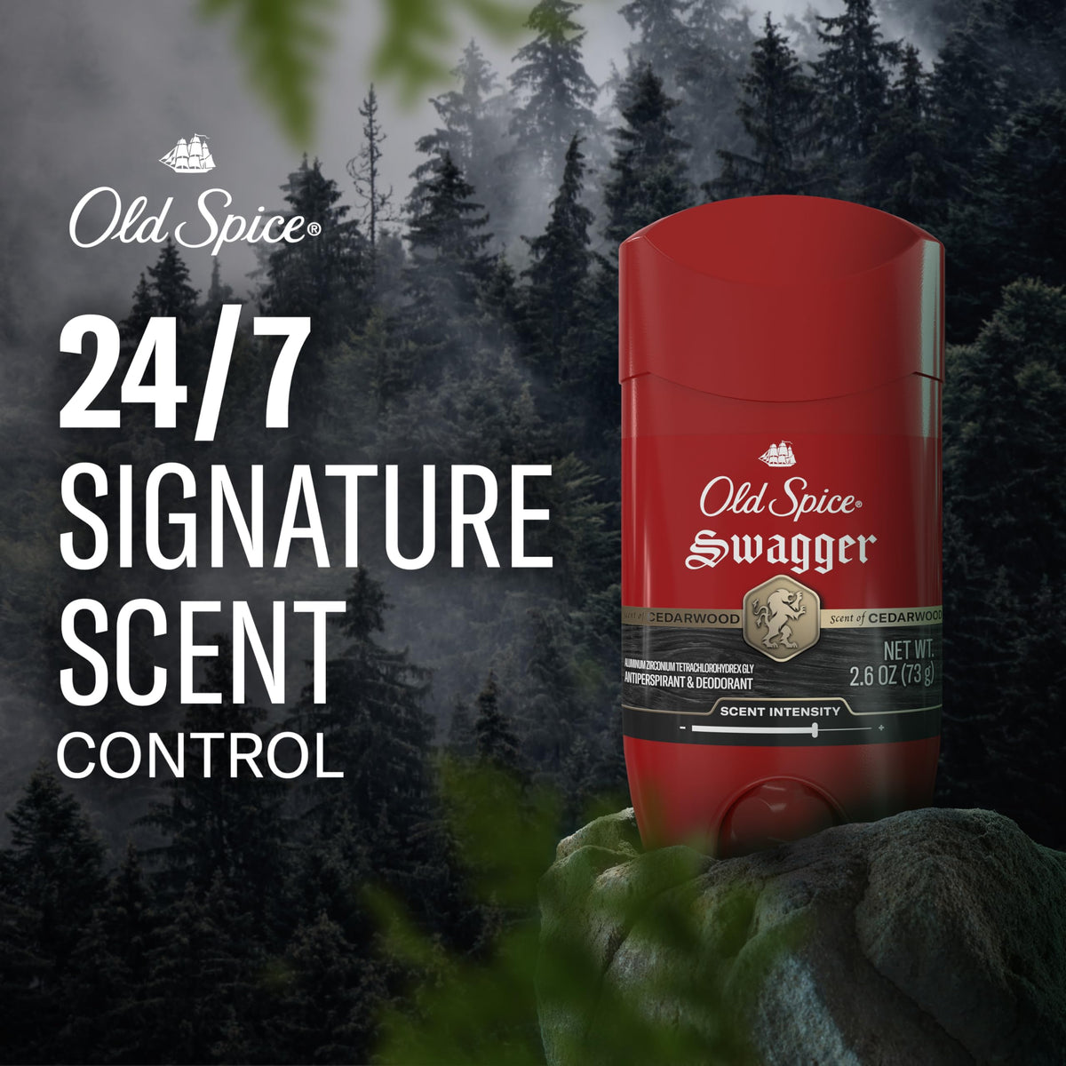 Old Spice Red Collection Swagger odor protection label signals lasting freshness.