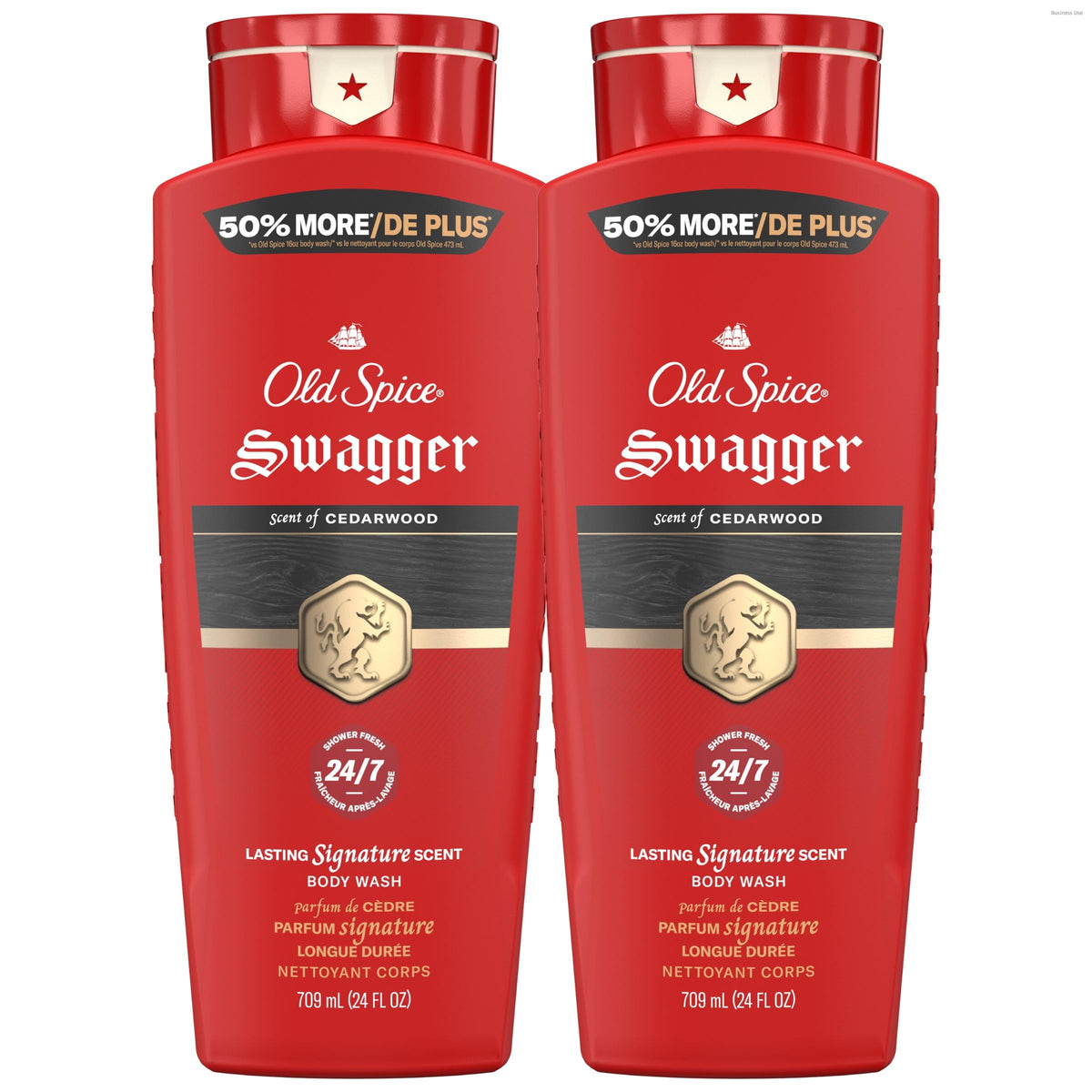 Old Spice Red Collection body wash bottle emphasizes lasting fragrance for daily use.