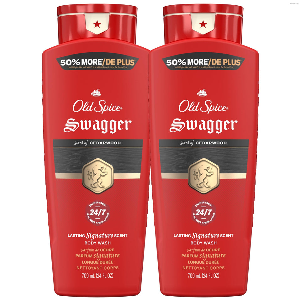 Old Spice Red Collection body wash bottle emphasizes lasting fragrance for daily use.