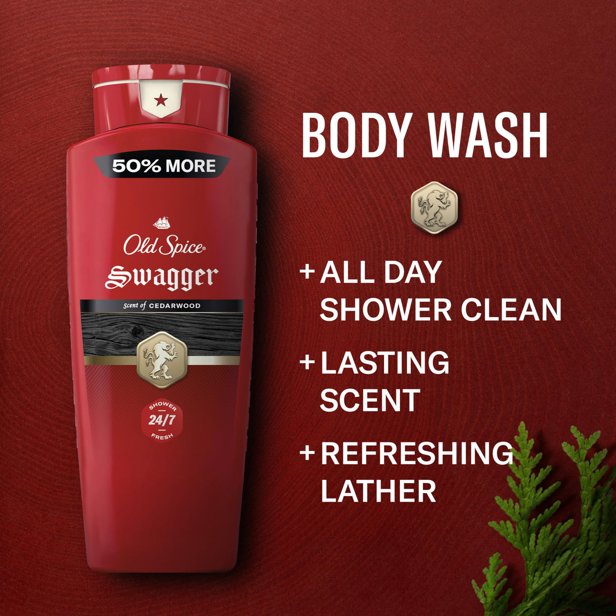Old Spice Red Collection foam highlights fresh lather after every shower.
