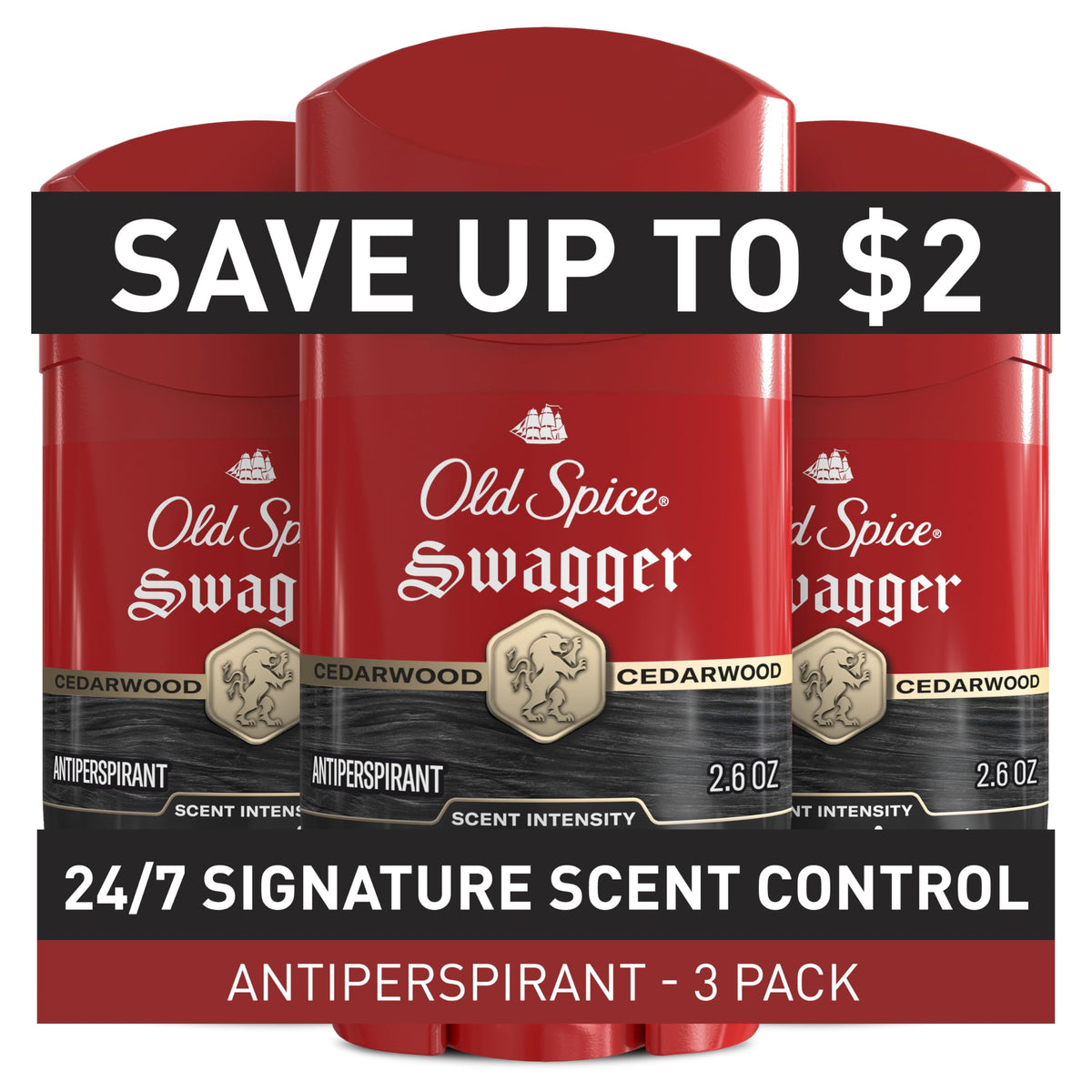 Old Spice Red Collection Swagger deodorant application demonstrates quick-dry, invisible wear.