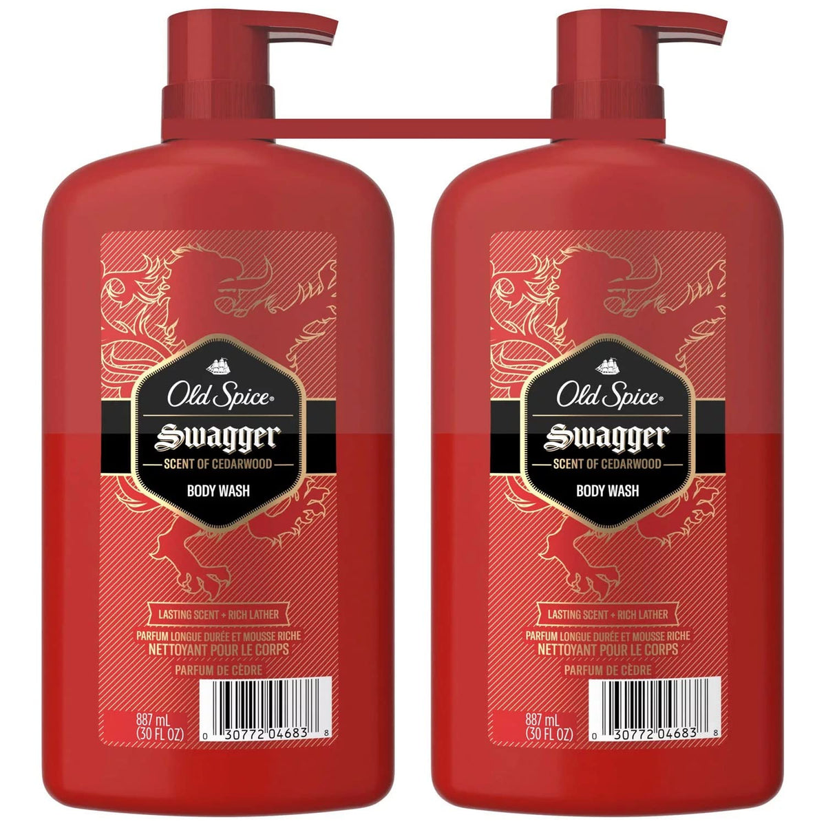 Old Spice Swagger bottle pour with cedarwood scent promotes long-lasting freshness after every shower