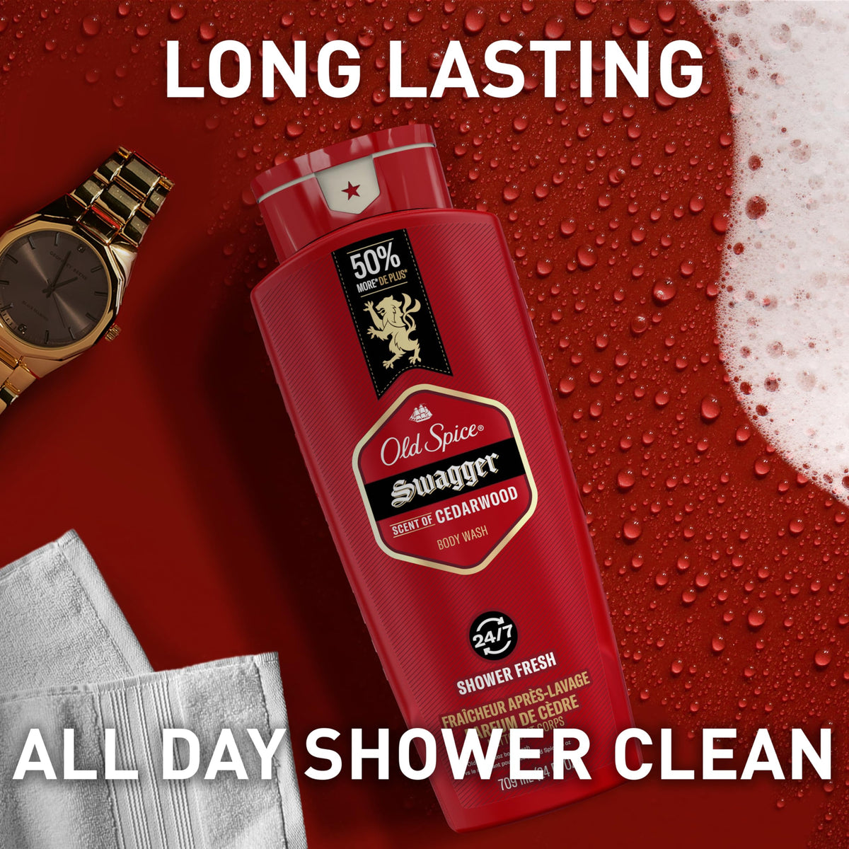 Old Spice Swagger deodorant stick cross-sell option for all-day protection.