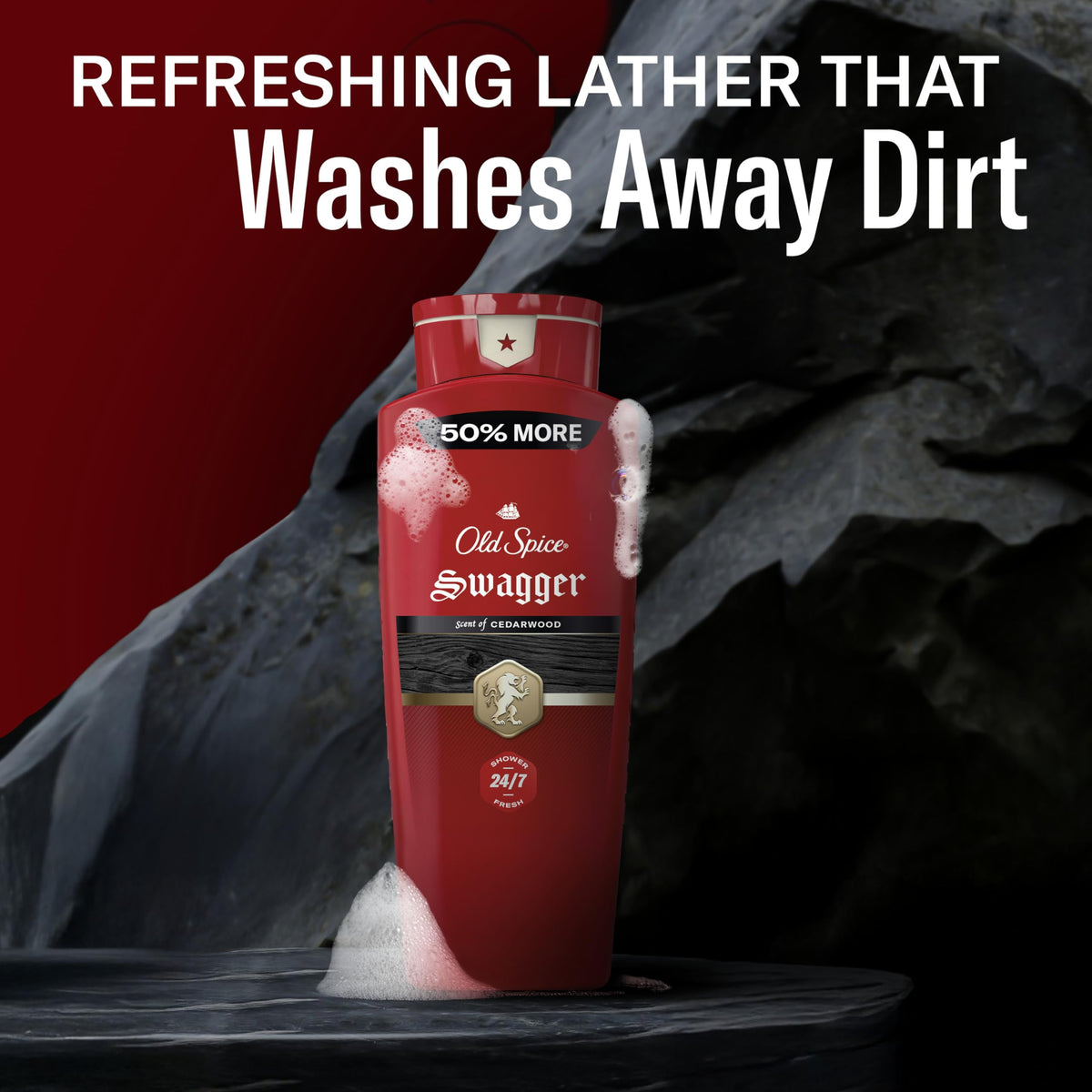 Old Spice Swagger Lime Cedarwood after-shower scent lingers through the day.