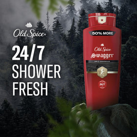 Old Spice Swagger Lime Cedarwood fragrance bottle signals bold masculinity.