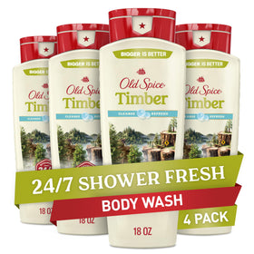 Old Spice Timber Sandalwood bottle pour for lasting freshness.