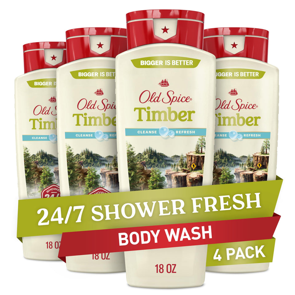 Old Spice Timber Sandalwood bottle pour for lasting freshness.
