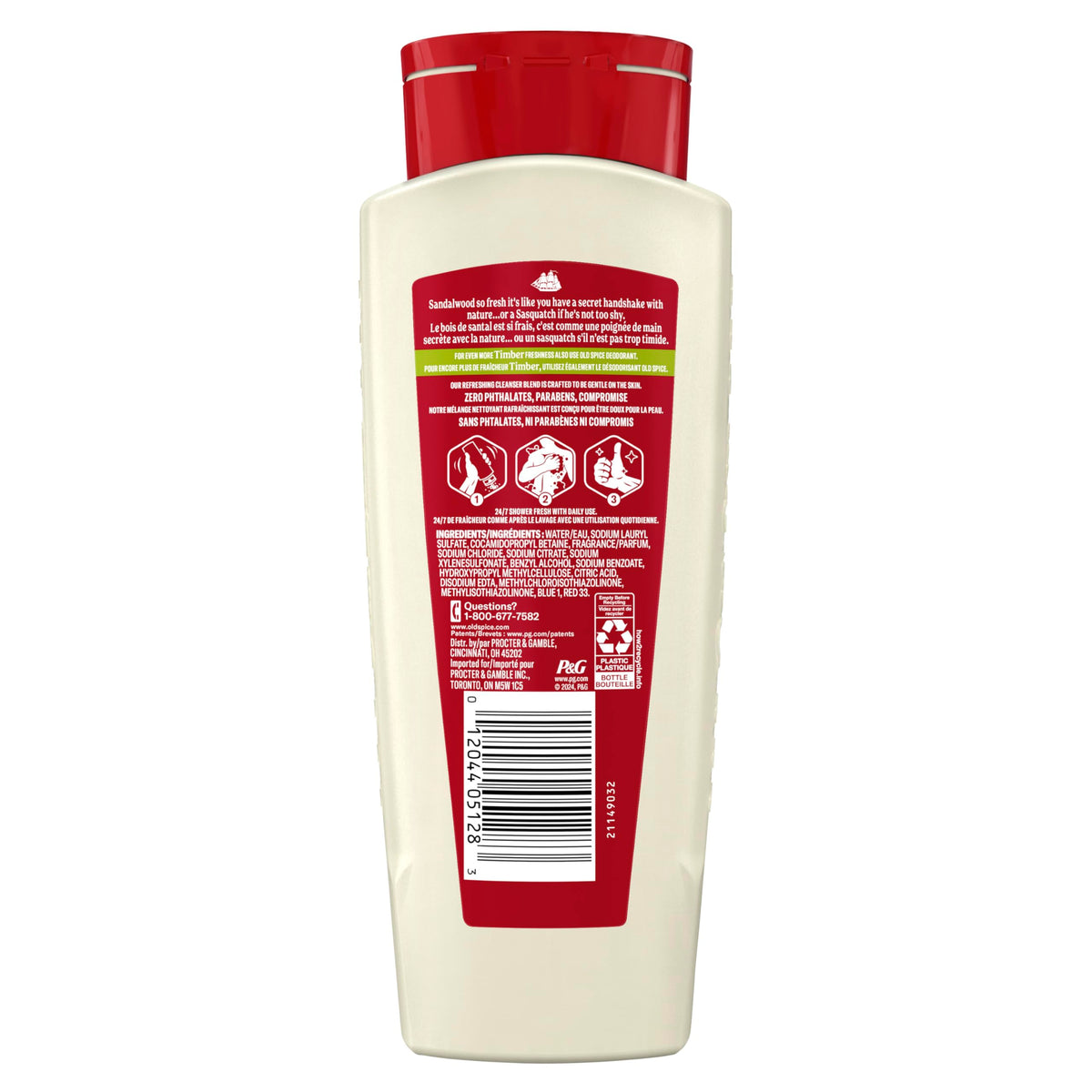Old Spice Timber Sandalwood 4-pack display highlighting value.