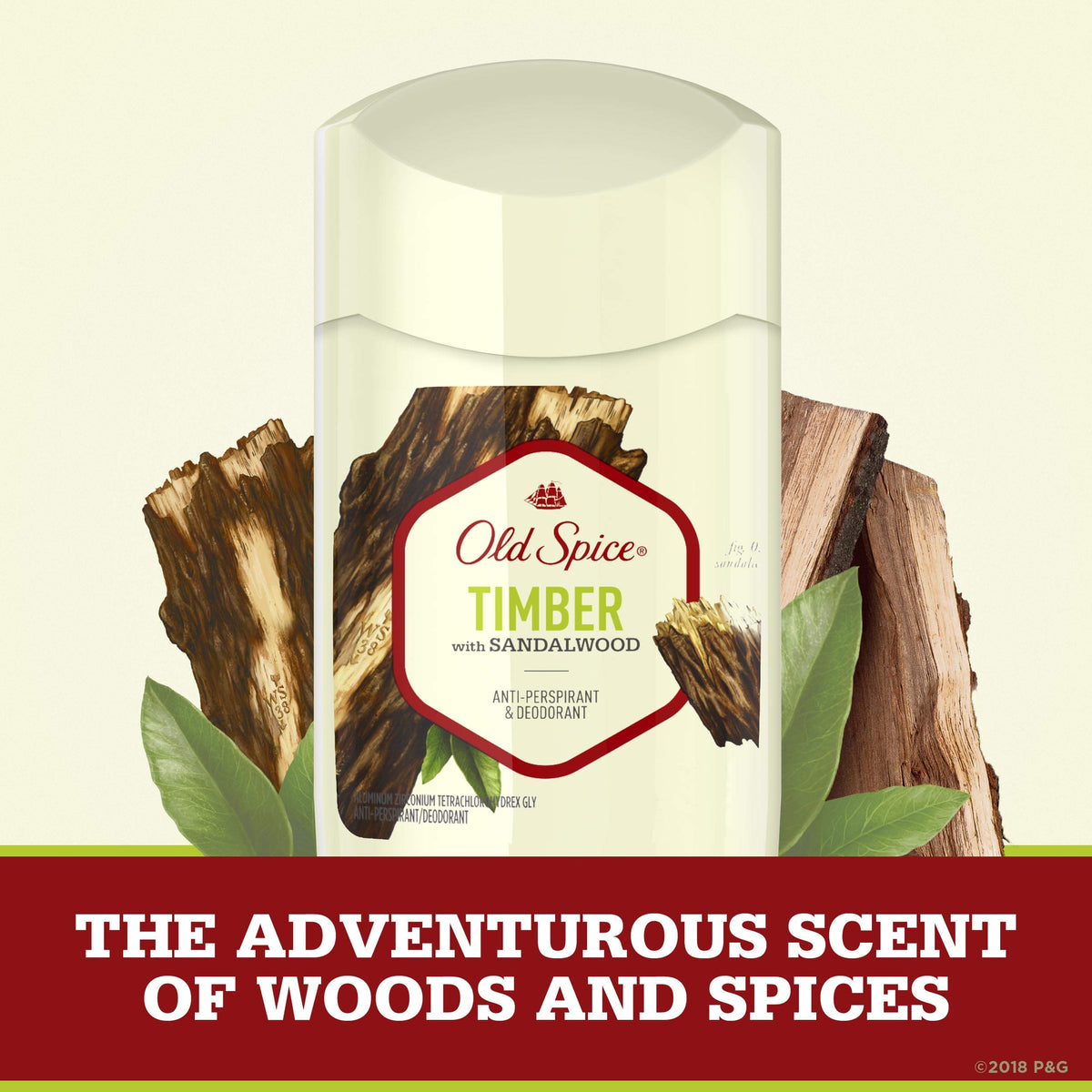 Two-point-six-ounce Old Spice Timber-Sandalwood packaging ready for travel.