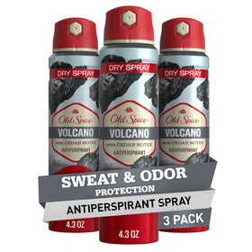 Old Spice Volcano bottle with cedar notes delivers lasting freshness.