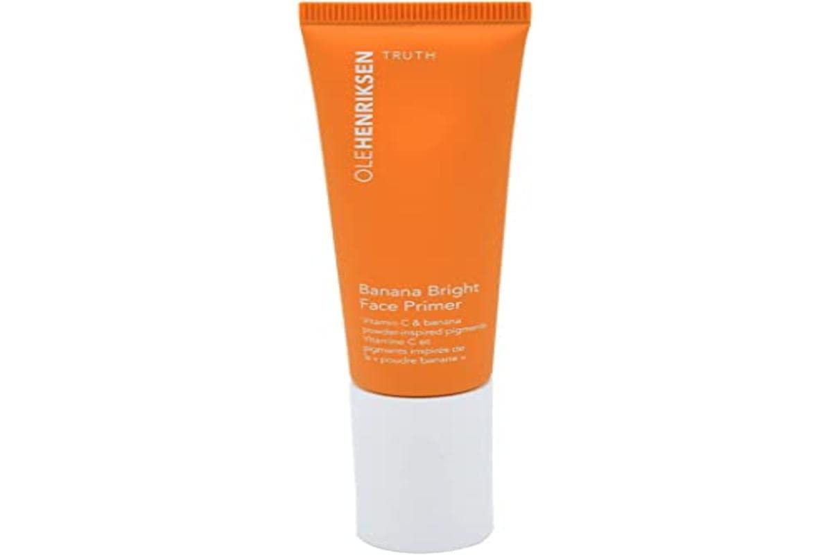 Ole Henriksen Banana Bright Primer bottle delivers dewy radiance and longer makeup wear