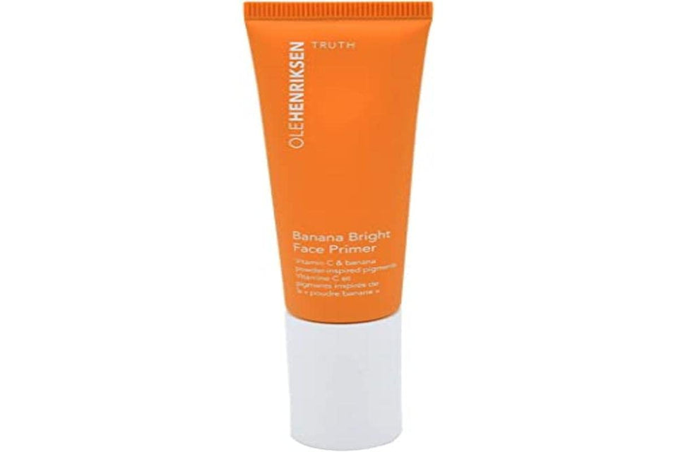 Ole Henriksen Banana Bright Primer bottle delivers dewy radiance and longer makeup wear