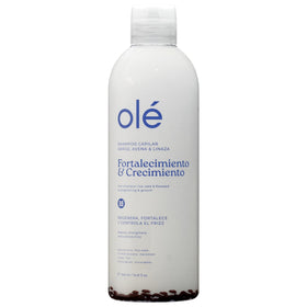 OLÉ Rice Growth Shampoo bottle ready for use, supports root strength and frizz control